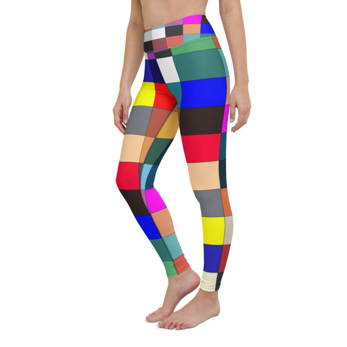 Womens Leggings - Multicolor Block High Waist Fitness Yoga Pants Angelwarriorfitness.com